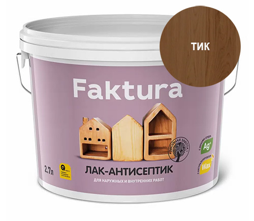 Лак-антисептик FAKTURA тик, ведро 2,7 л